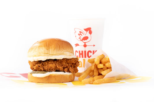 Spicy chicken burger meal